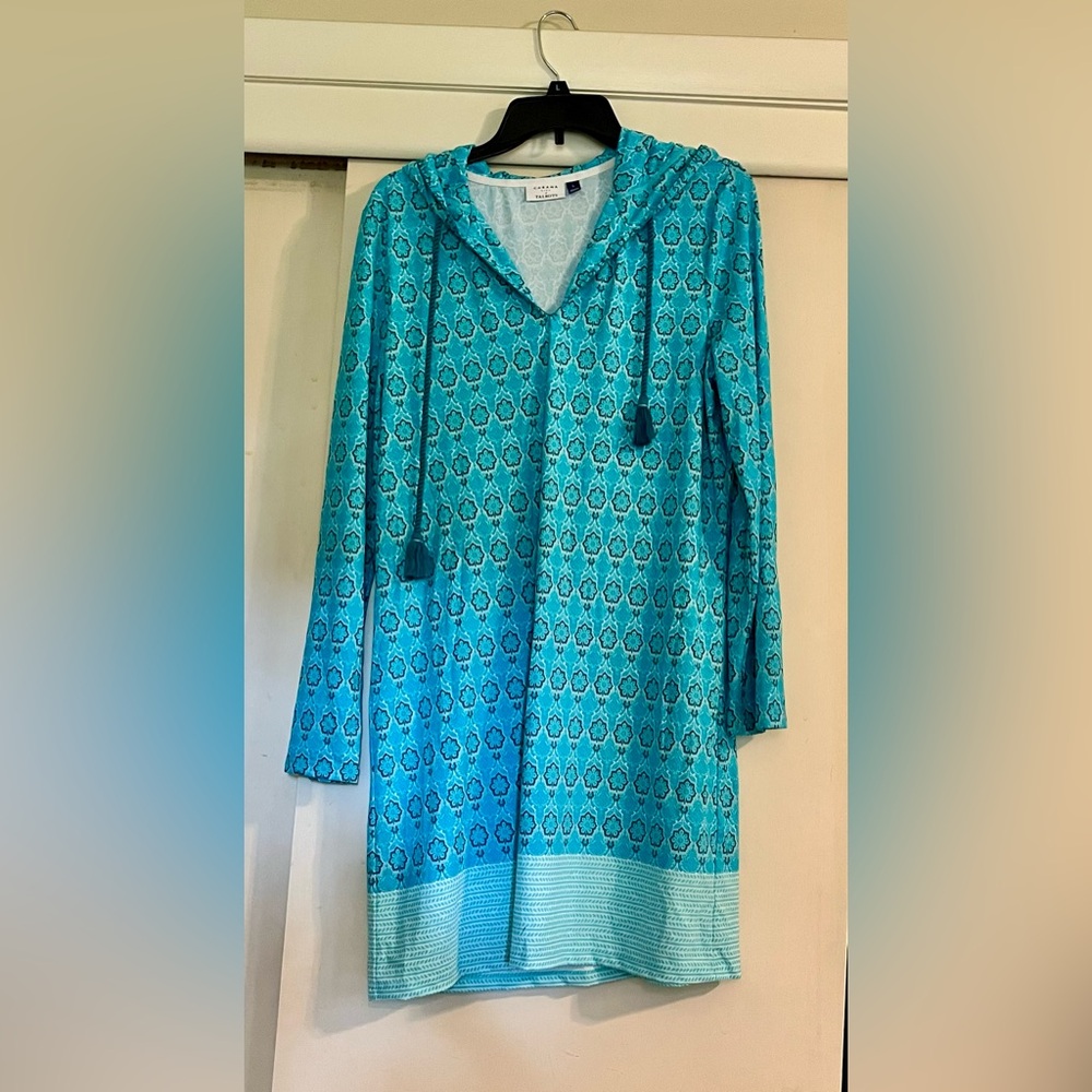 Talbots Teal Patterned Midi Dress